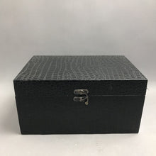 Load image into Gallery viewer, Black Crocodile-Embossed Faux Leather Storage Box (14x9x7)

