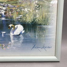 Load image into Gallery viewer, Framed Vintage Andres Orpinas signed "Church Pond Swan" Print (21x17)
