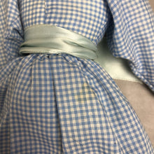 Load image into Gallery viewer, Unmarked Porcelain Bisque Doll Blue Gingham Dress Cloth Body (14")

