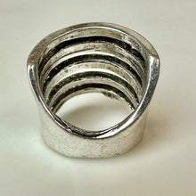 Load image into Gallery viewer, Sterling Turquoise Crystal Stamped Stacked Look Ring sz 7
