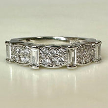 Load image into Gallery viewer, Sterling Baguette Pave Cubic Zirconia Ring sz 7
