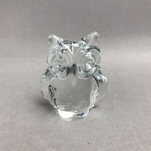 Load image into Gallery viewer, Daum France Crystal Clear Glass Owl Paperweight Signed (3.5")

