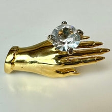 Load image into Gallery viewer, Vintage M Jent Goldtone Glamour Hand w/ CZ Ring Brooch Pin (1.75")
