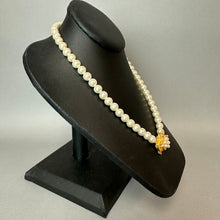 Load image into Gallery viewer, Vintage Faux Pearl Necklace w/ Goldtone Rhinestone Faux Pearl Focal (17.5")
