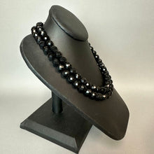 Load image into Gallery viewer, Vintage Double Strand Black Faceted Glass Bead Necklace (17")
