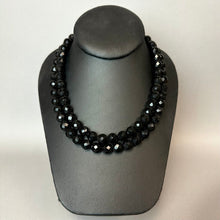 Load image into Gallery viewer, Vintage Double Strand Black Faceted Glass Bead Necklace (17")
