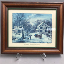 Load image into Gallery viewer, Framed Currier &amp; Ives "American Homestead: Winter" Print (10x12)
