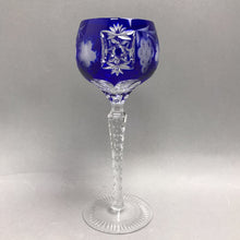 Load image into Gallery viewer, Nachtmann Traube Crystal Cobalt Blue Tall Hock Wine Goblet Glass Cut to Clear (8 1/4")(2 Available)

