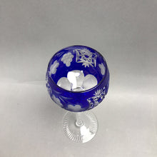 Load image into Gallery viewer, Nachtmann Traube Crystal Cobalt Blue Tall Hock Wine Goblet Glass Cut to Clear (8 1/4")(2 Available)
