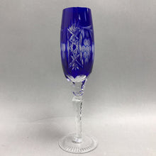 Load image into Gallery viewer, Nachtmann Traube Champagne Flute Cased Cobalt Blue Cut To Clear (9")(2 Available)
