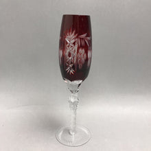 Load image into Gallery viewer, Nachtmann Traube Champagne Flute Cased Cranberry Cut To Clear (9")(2 Available)
