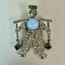 Load image into Gallery viewer, Vintage Dujay Dutch Boy &amp; Girl Rhinestone Jelly Belly Fur Collar Clip Set As-Is (1.5")
