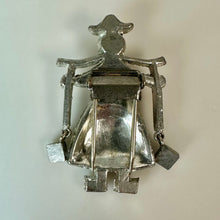 Load image into Gallery viewer, Vintage Dujay Dutch Boy &amp; Girl Rhinestone Jelly Belly Fur Collar Clip Set As-Is (1.5")
