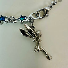 Load image into Gallery viewer, Vintage Disney Tinkerbell Fairy Silvertone Abalone Stars Bracelet/Anklet (10")
