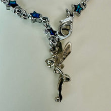 Load image into Gallery viewer, Vintage Disney Tinkerbell Fairy Silvertone Abalone Stars Bracelet/Anklet (10")
