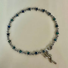 Load image into Gallery viewer, Vintage Disney Tinkerbell Fairy Silvertone Abalone Stars Bracelet/Anklet (10")
