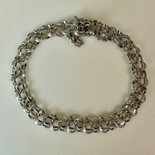 Load image into Gallery viewer, Vintage American Sterling Textured Double Link Charm Bracelet (7.25")
