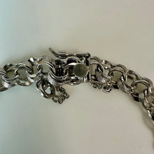 Load image into Gallery viewer, Vintage American Sterling Textured Double Link Charm Bracelet (7.25")
