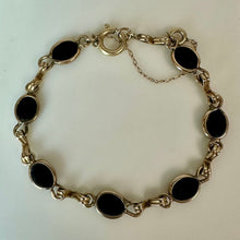 Load image into Gallery viewer, Vintage Gold Filled Onyx Link Bracelet (6.75")

