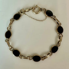 Load image into Gallery viewer, Vintage Gold Filled Onyx Link Bracelet (6.75")
