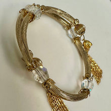Load image into Gallery viewer, Vintage Goldtone Aurora Borealis Crystal Bead Tassel Wrap Bracelet
