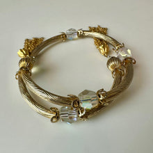 Load image into Gallery viewer, Vintage Goldtone Aurora Borealis Crystal Bead Tassel Wrap Bracelet
