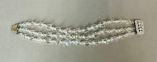 Load image into Gallery viewer, Vintage Aurora Borealis Crystal Triple Strand Rhinestone Box Clasp Bracelet (6.5")
