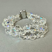 Load image into Gallery viewer, Vintage Aurora Borealis Crystal Triple Strand Rhinestone Box Clasp Bracelet (6.5")
