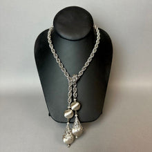 Load image into Gallery viewer, Vintage Monet Brushed Silvertone Bolero Filigree Teardrop Rope Chain Necklace (32")
