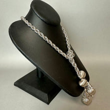 Load image into Gallery viewer, Vintage Monet Brushed Silvertone Bolero Filigree Teardrop Rope Chain Necklace (32")
