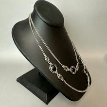 Load image into Gallery viewer, Vintage Sarah Cov Silvertone Faceted Black Stone Filigree Satellite Chain Necklace (38")
