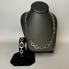 Load image into Gallery viewer, Vintage Silver/Goldtone Geometric Link Necklace &amp; Bracelet Set (28" &amp; 8.75")
