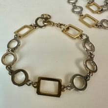 Load image into Gallery viewer, Vintage Silver/Goldtone Geometric Link Necklace &amp; Bracelet Set (28" &amp; 8.75")

