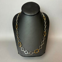 Load image into Gallery viewer, Vintage Silver/Goldtone Geometric Link Necklace &amp; Bracelet Set (28" &amp; 8.75")
