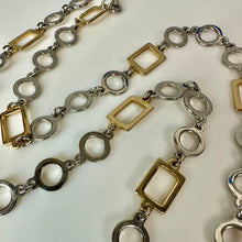 Load image into Gallery viewer, Vintage Silver/Goldtone Geometric Link Necklace &amp; Bracelet Set (28" &amp; 8.75")
