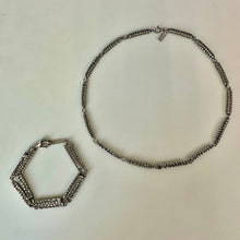 Load image into Gallery viewer, Vintage Napier Textured Bar Link Chain Necklace &amp; Bracelet Set (16" &amp; 7")
