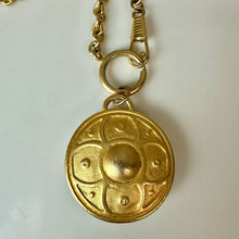 Load image into Gallery viewer, Vintage Brushed Goldtone Enamel Faux Stone Pendant Necklace (34")
