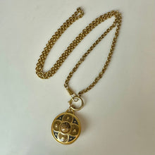 Load image into Gallery viewer, Vintage Brushed Goldtone Enamel Faux Stone Pendant Necklace (34")
