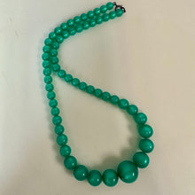 Load image into Gallery viewer, Vintage Lucite Moonglow Green Graduated Bead Necklace (16")
