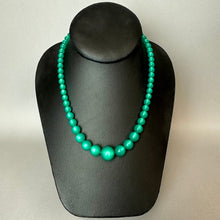 Load image into Gallery viewer, Vintage Lucite Moonglow Green Graduated Bead Necklace (16")
