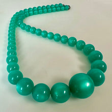 Load image into Gallery viewer, Vintage Lucite Moonglow Green Graduated Bead Necklace (16")
