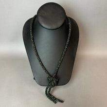 Load image into Gallery viewer, Vintage Black Peacock Metallic Woven Seed Bead Flapper Lariat Necklace (46")
