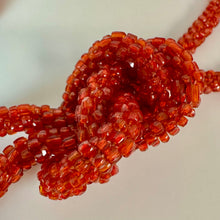 Load image into Gallery viewer, Vintage Red Iridescent Woven Seed Bead Flapper Lariat Necklace (30")
