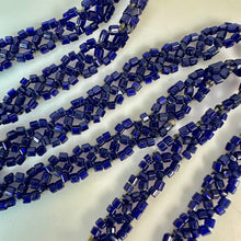 Load image into Gallery viewer, Vintage Cobalt Blue Woven Seed Bead Flapper Necklace (28")
