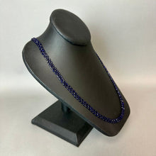 Load image into Gallery viewer, Vintage Cobalt Blue Woven Seed Bead Flapper Necklace (28")
