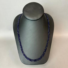Load image into Gallery viewer, Vintage Cobalt Blue Woven Seed Bead Flapper Necklace (28")
