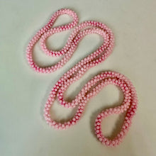Load image into Gallery viewer, Vintage Baby Pink Czech Glass Woven Bead Flapper Necklace (42")
