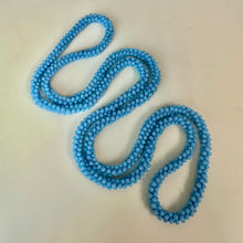 Load image into Gallery viewer, Vintage Sky Blue Czech Glass Woven Bead Flapper Necklace (42")

