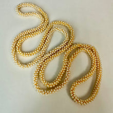 Load image into Gallery viewer, Vintage Faux Pearl Woven Bead Flapper Necklace (54")
