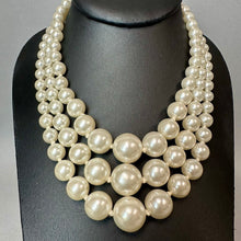 Load image into Gallery viewer, Vintage Triple Strand Graduated Faux Pearl Necklace Made in Japan (17")
